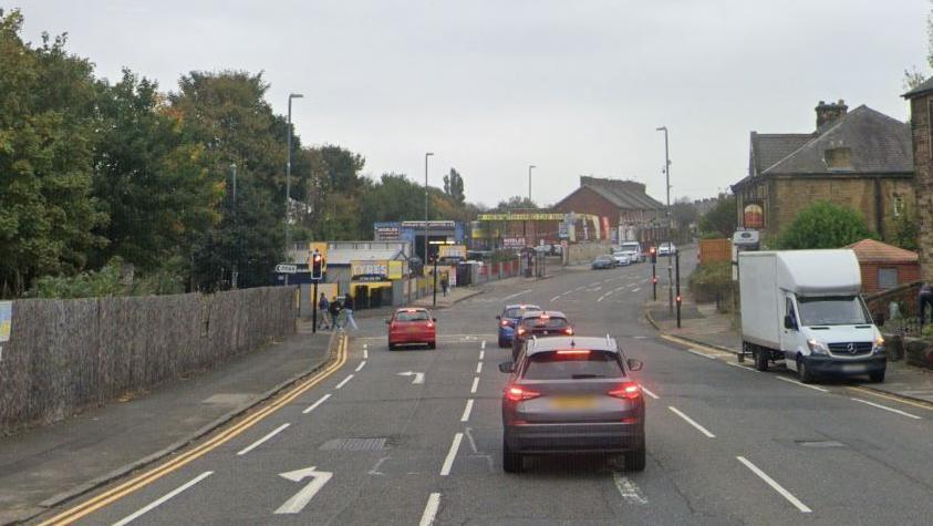 Google view of the B1426 Sunderland Road, near to the junction with Stoneygate Lane.