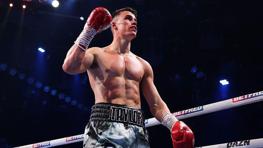 Taylor Bevan celebrates after winning his latest fight 