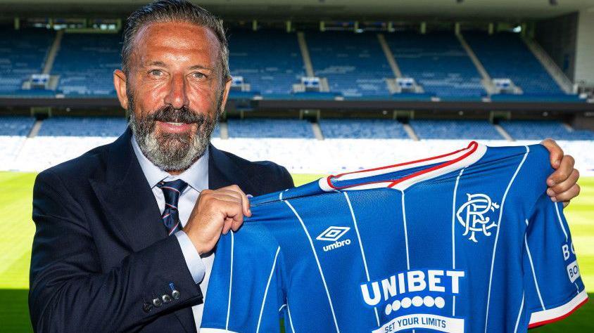 Derek McInnes is unveiled as the new manager of Rangers Football Club during a press conference at Ibrox Stadium, on June 24, 2026, in Glasgow, Scotland