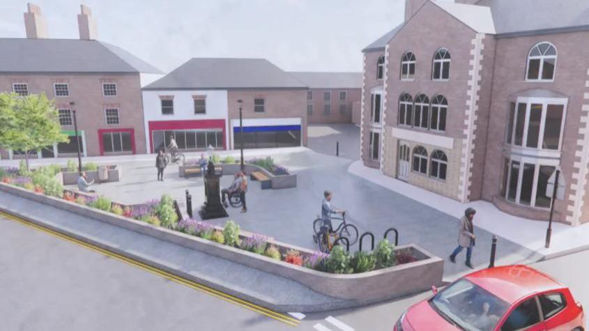 Artist impression of plans for Market Place, Pocklington