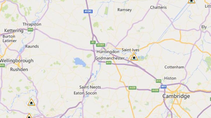 Flood alerts have been issued across Bedfordshire, Cambridgeshire and Norfolk