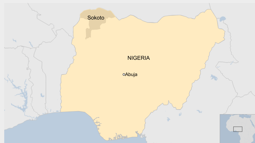Një hartë që tregon shtetin nigerian të Sokoto-s dhe kryeqytetin Abuja