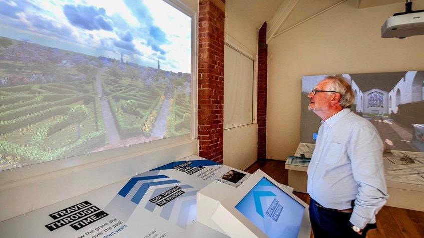 ity Mayor Peter Soulsby with the new Greyfriars digital display at the King Richard III Visitor Centre