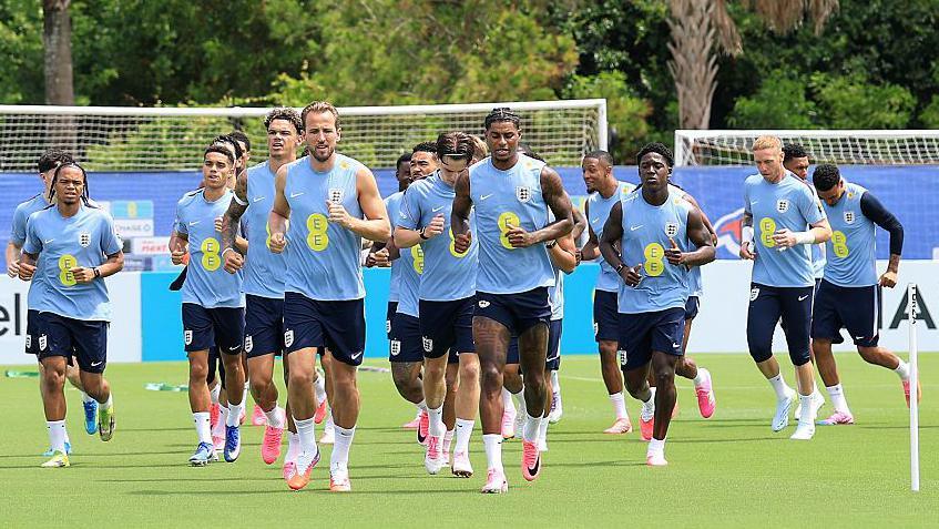 England players in open training 