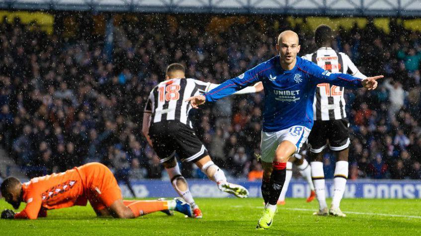 Rangers' Vaclav Cerny celebrates scoring against St Mirren