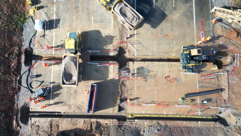 Trenches dug up into the motorway