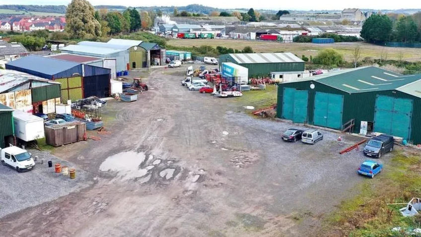 Ariel view of the carnival sheds in Bridgwater