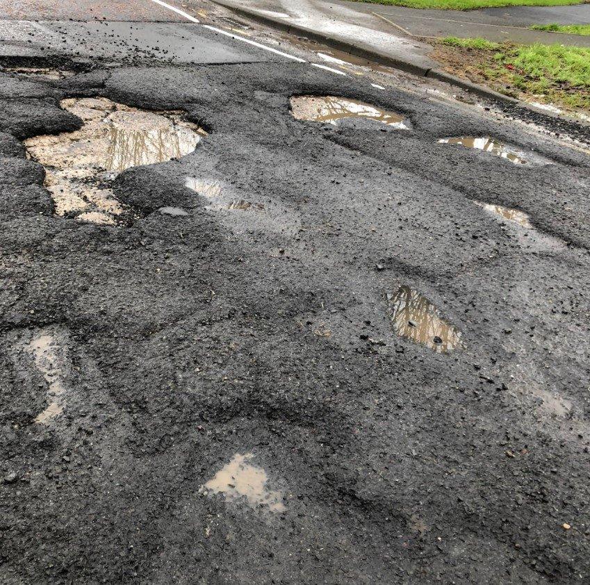 Photo of potholes in Ballymena, Northern Ireland