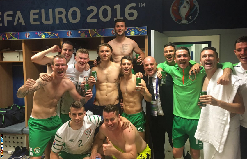 The Republic of Ireland dressing room after victory over Italy