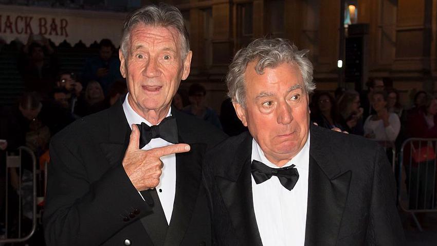 CARDIFF, WALES - OCTOBER 02: Michael Palin (L) and Terry Jones arrive for the 25th British Academy Cymru Awards at St David's Hall on October 2, 2016 in Cardiff, Wales. (Photo by Matthew Horwood/Getty Images)
