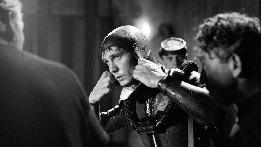 Terence Stamp on set while filming Modesty Blaise in 1965