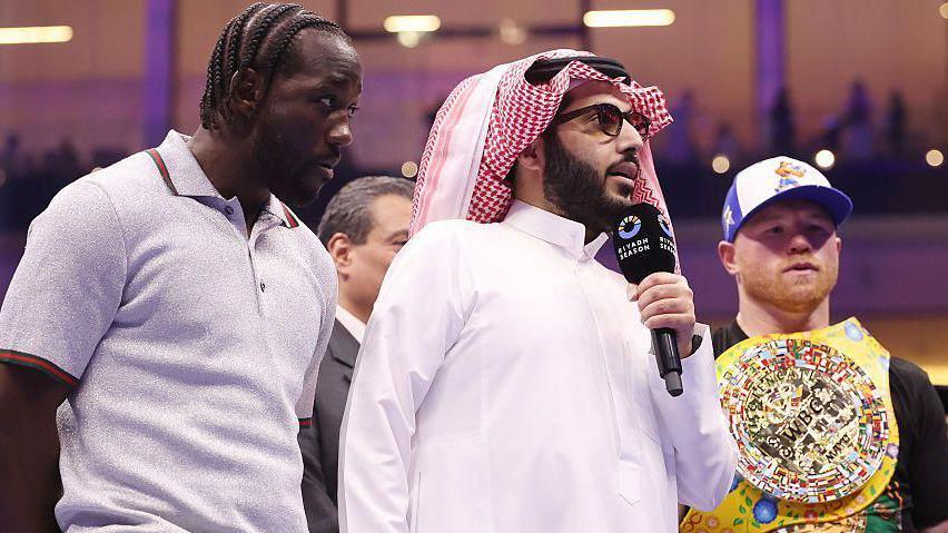 Turki Alalshikh with Saul 'Canelo' Alvarez and Terence Crawford