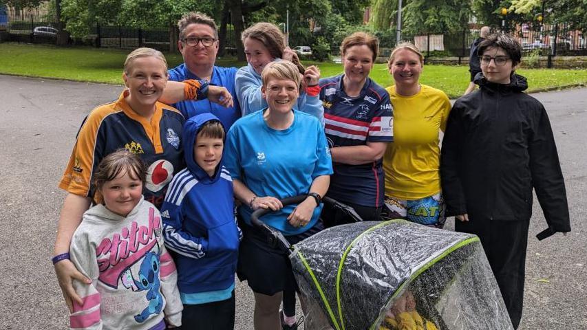 Laura Greaves with family and friends.