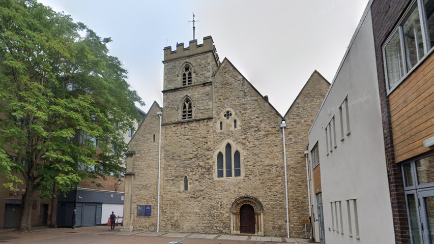 A Google Maps image of St Ebbe's in Oxford, a stone church.