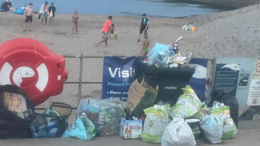 Bags of rubbish collected at the Slope, Seaham