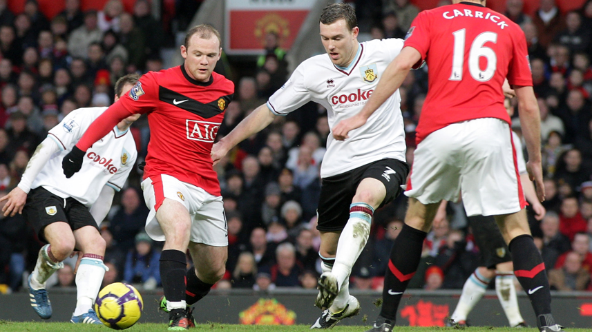 Burnley midfielder Kevin McDonald in action against Manchester United at Old Trafford in 2010