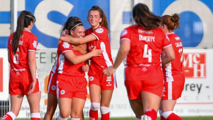 Cliftonville celebrate a goal