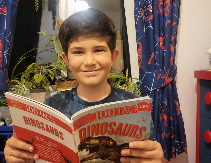 Marcus reading a book