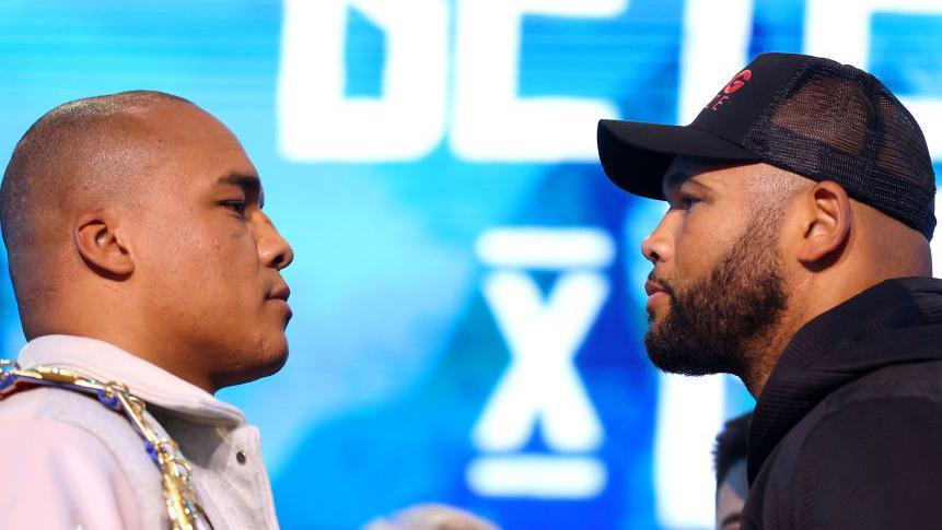 Fabio Wardley and Frazer Clarke face off in a news conference