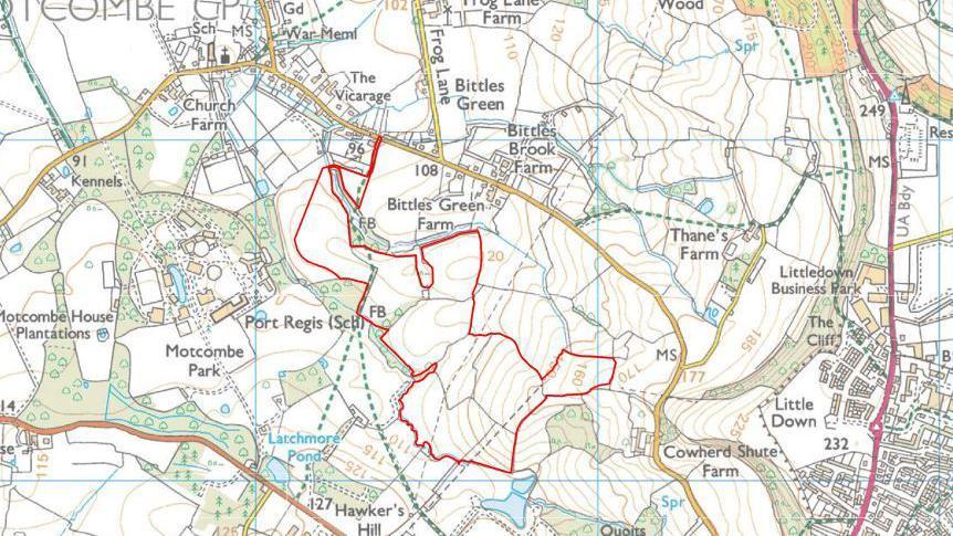 A map showing the area where the solar farm will be located