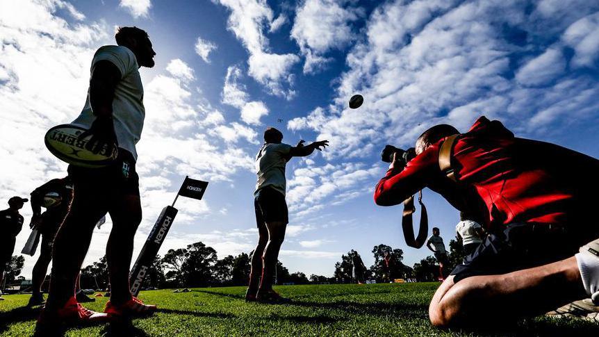 Dan Sheridan takes a picture of Dan Sheehan during British & Irish Lions Squad Training.