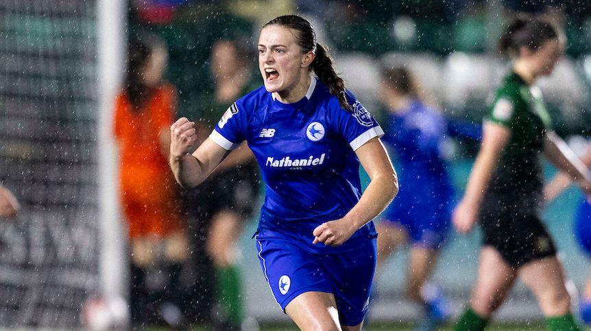 Cardiff City's Ffion Price celebrates