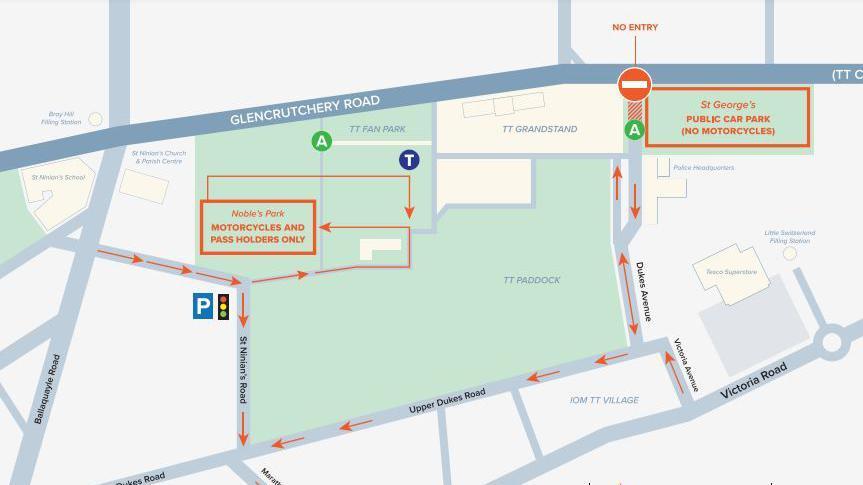 Map showing new parking arrangements