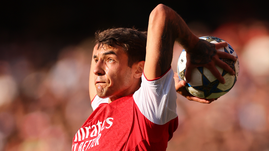Arsenal's Jakub Kiwior in action during a pre-season friendly match against Villarreal