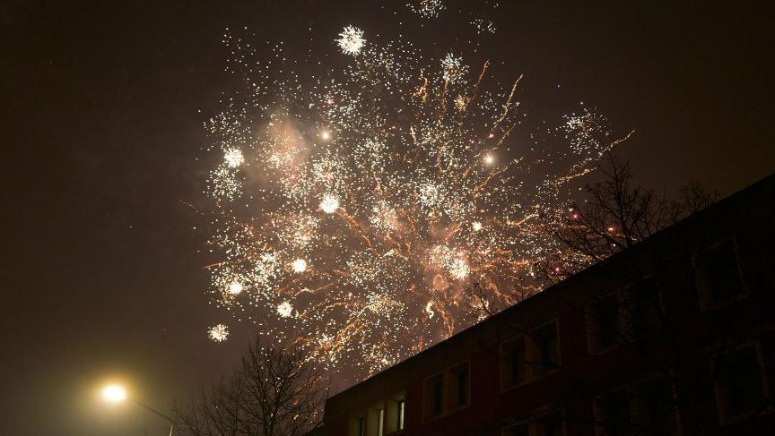 Local residents set off fireworks during New Year's Eve on January 1, 2025 in The Hague, Netherlands