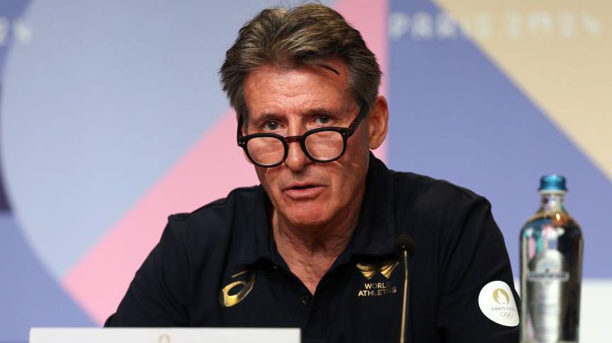 Sebastian Coe, President of World Athletics, speaks to the media 