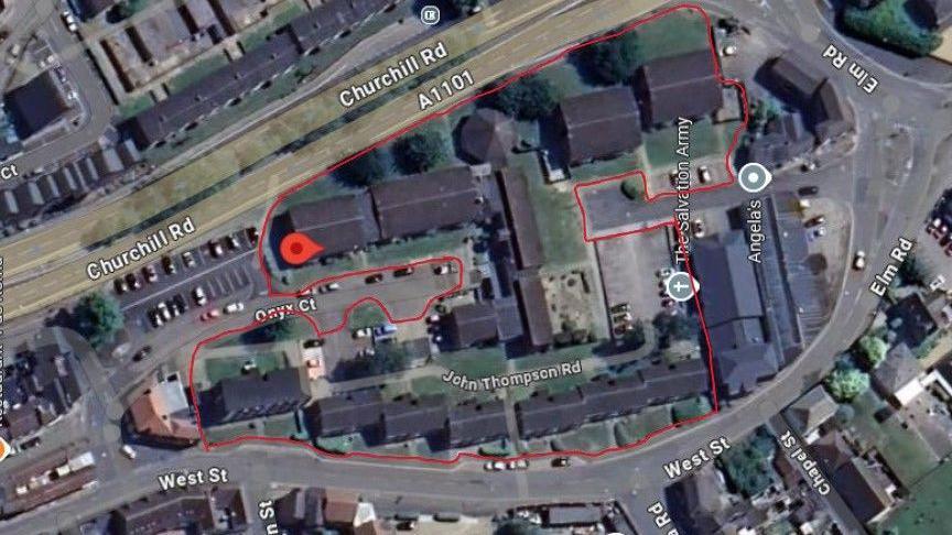 A google maps aerial view of the areas within the closure order.