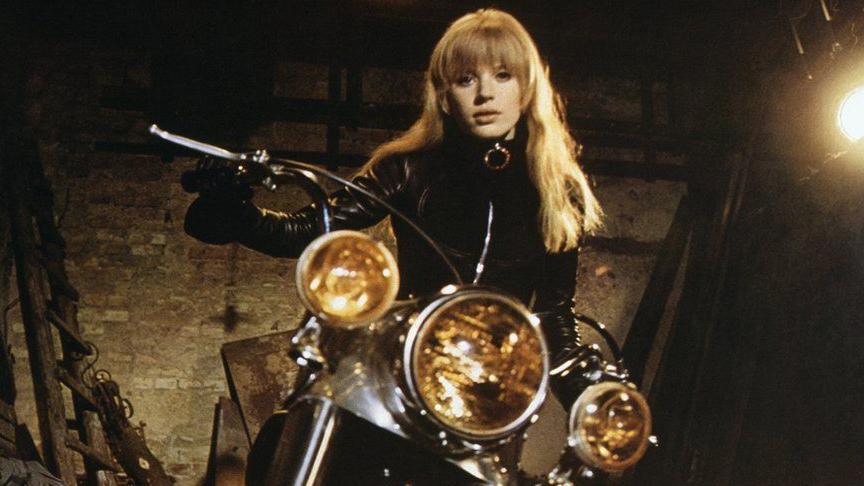 Marianne Faithfull as a doomed, leather-clad beauty in The Girl on a Motorcycle in 1968