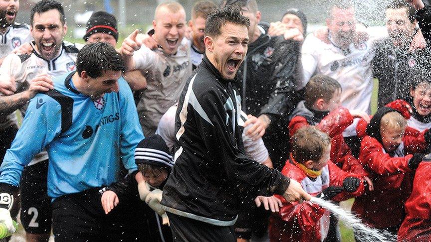 St Austell celebrate making the last four of the FA Vase