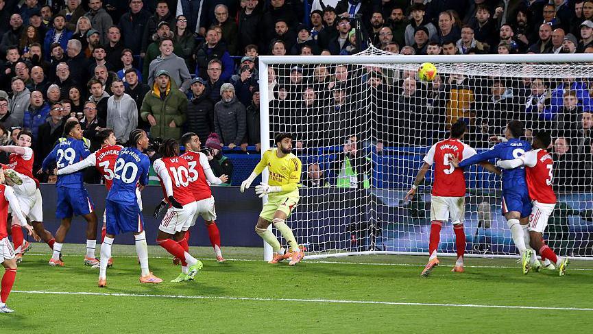 Trevoh Chalobah of Chelsea scores against Arsenal