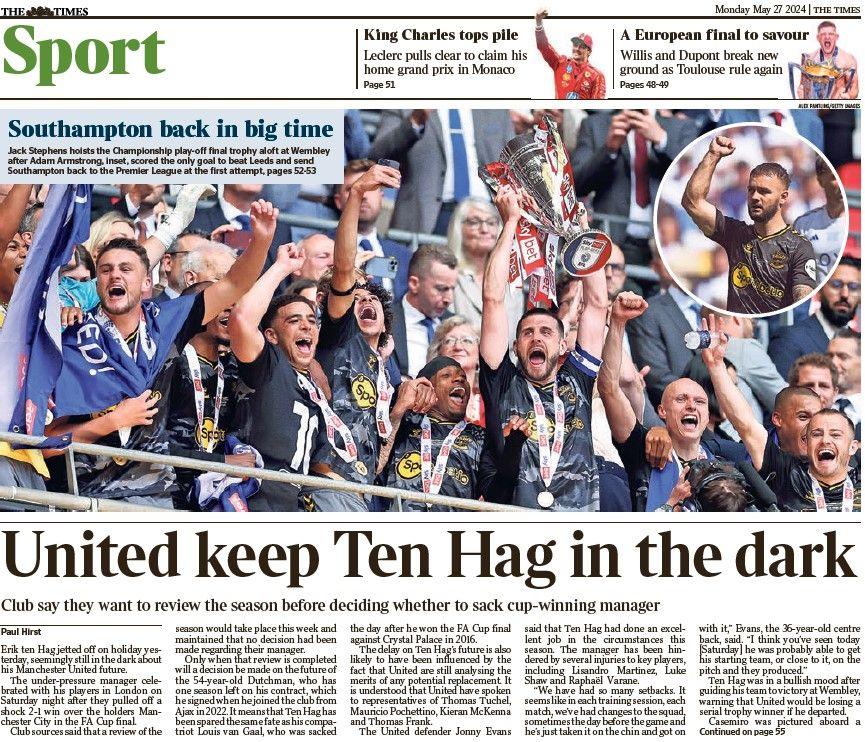 The back page of The Times