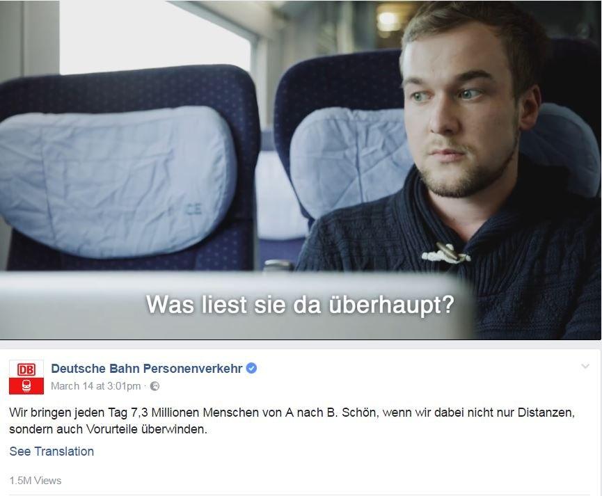 Screen grab of Facebook post by Deutsche Bahn Personenverkehr