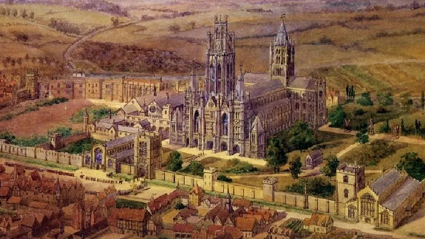 An artist's impression of the Abbey of St Edmund