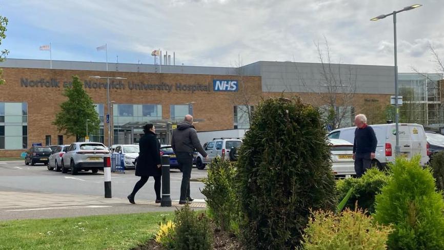 Entrance to Norfolk and Norwich University Hospital