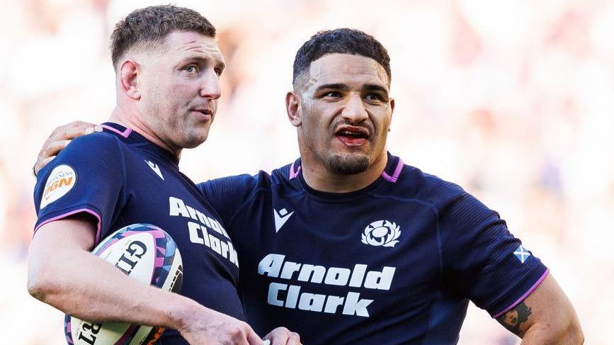 Scotland’s Finn Russell and Sione Tuipulotu 