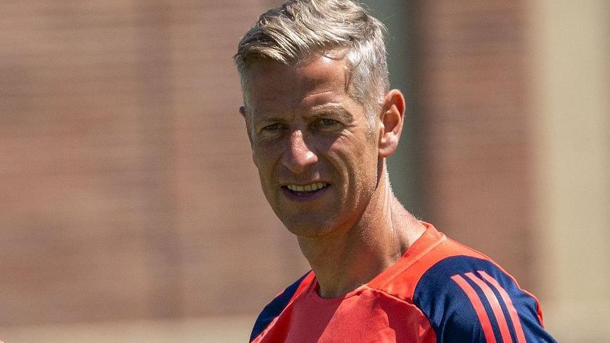 David Hughes at Manchester United training