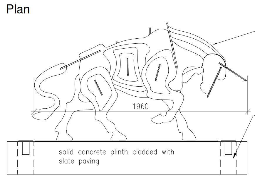 A drawing of the bull plans that were part of the planning documents