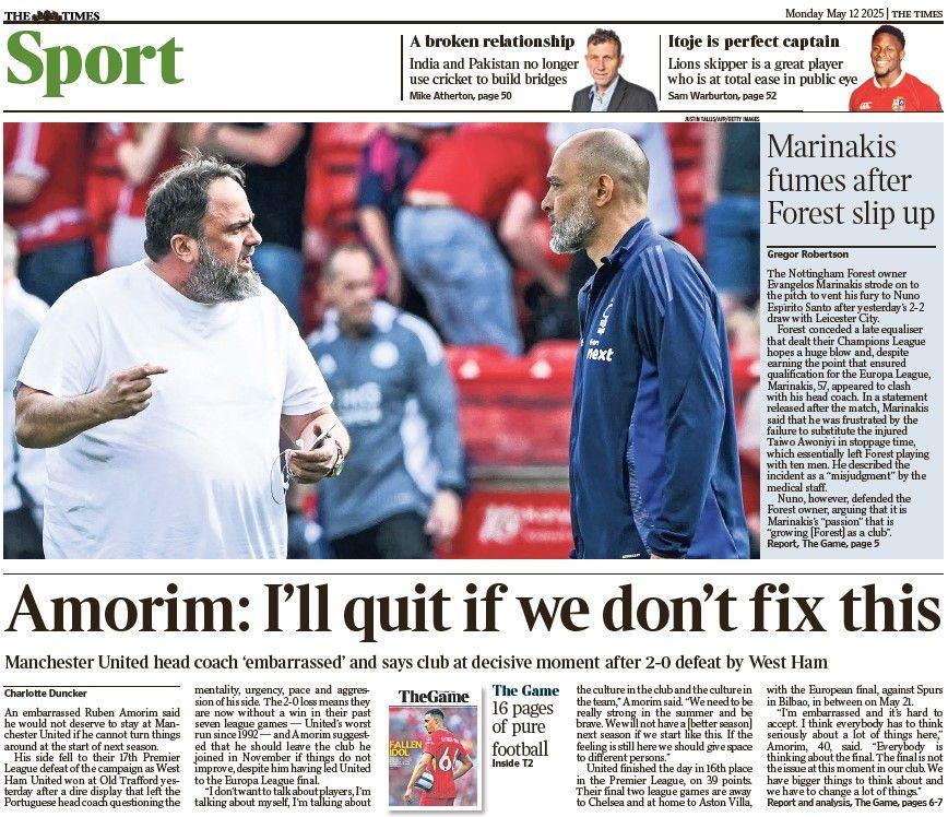 The back page of The Times