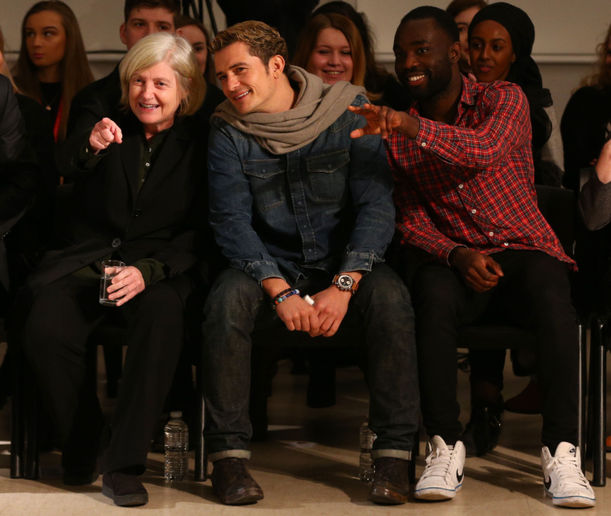 Patsy Rodenburg, Orlando Bloom and Paapa Essiedu at Cheadle Hulme High School