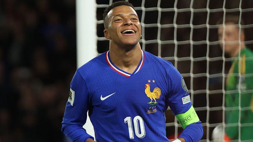 Kylian Mbappe of France celebrates