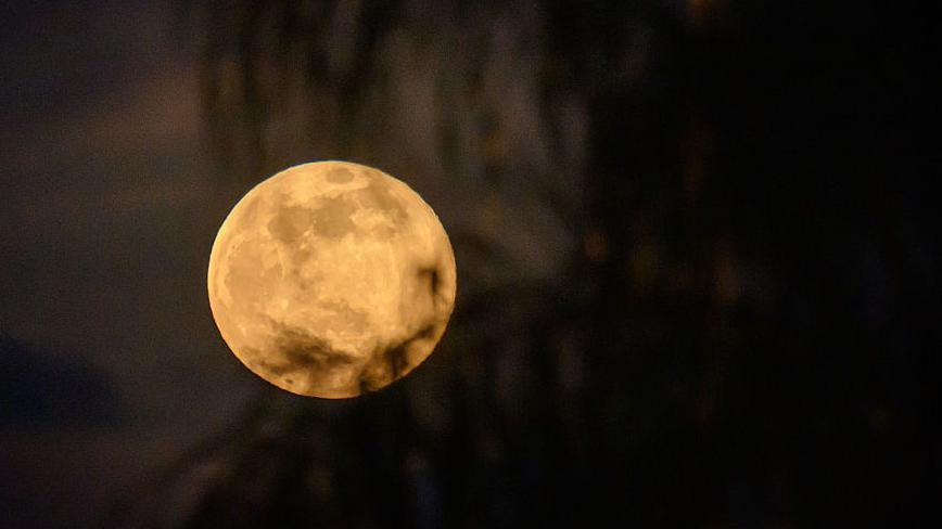 November's full moon, also known as Beaver Moon, rises over Fort-de-France in the French overseas island of Martinique, on November 5, 2025.