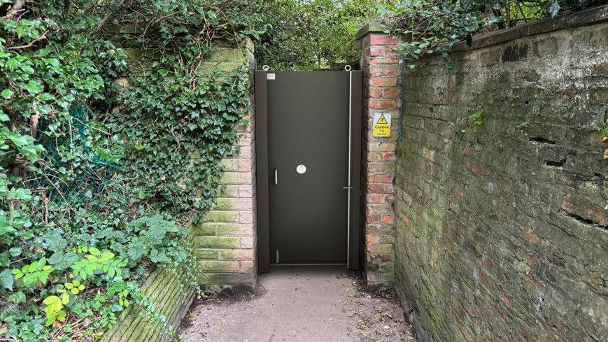 A black metal gate 