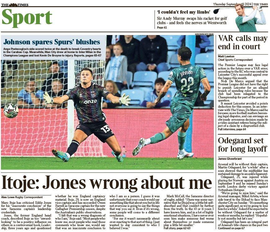 The back page of The Times