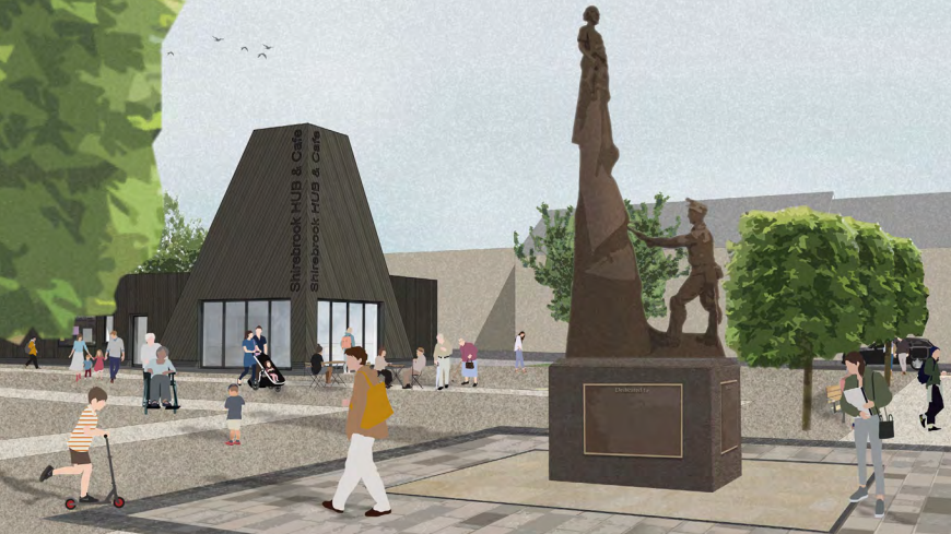 Artists impression of renovated Shirebrook market place