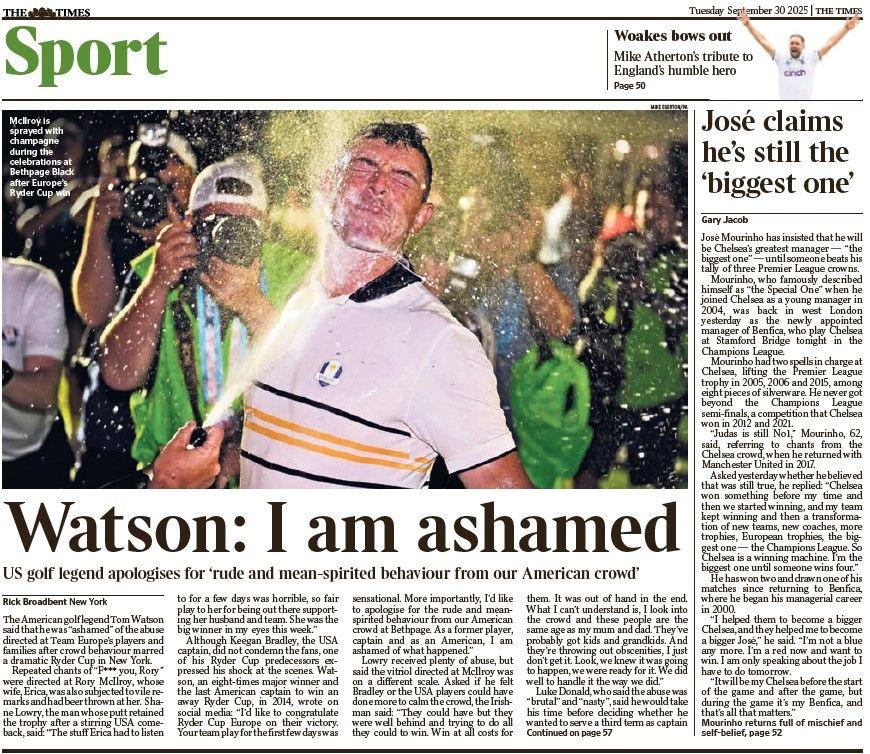 The back page of The Times