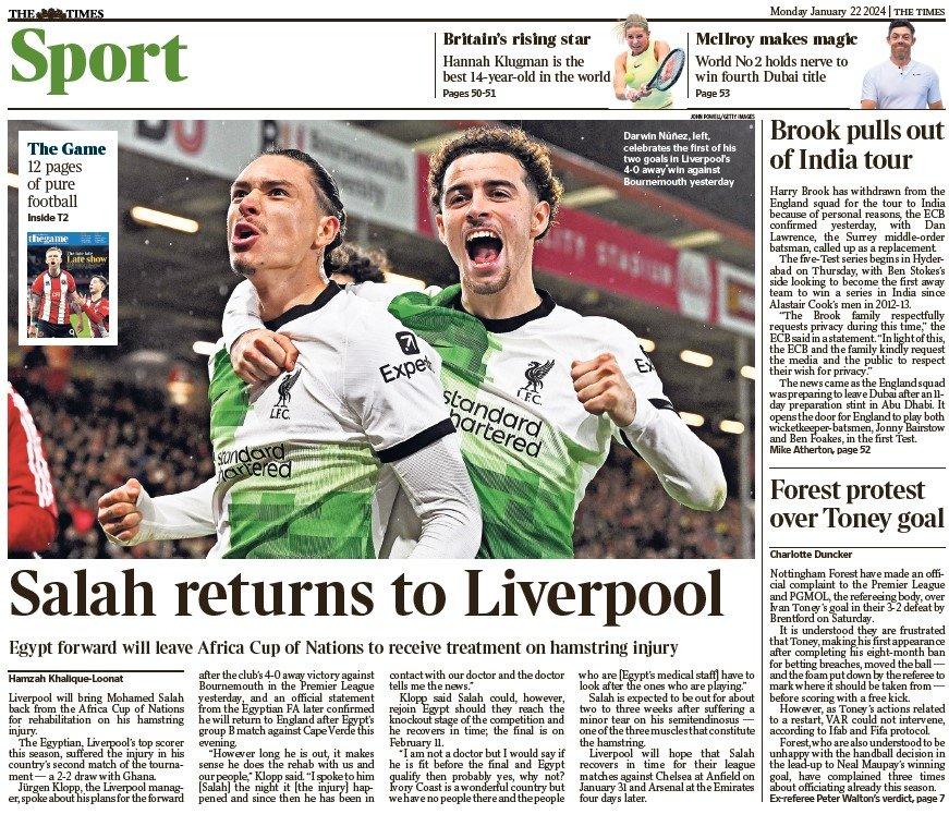The back page of The Times